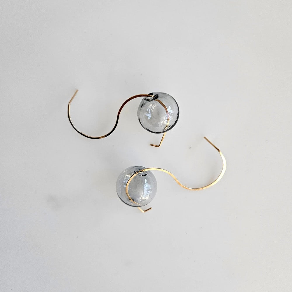 glass earrings, gold earrings, modern jewelry, wedding jewelry, spiral gold earrings, wave gold earrings
