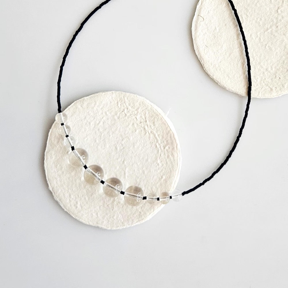 beaded necklace, black necklace, short necklace, layering necklace, glass necklace