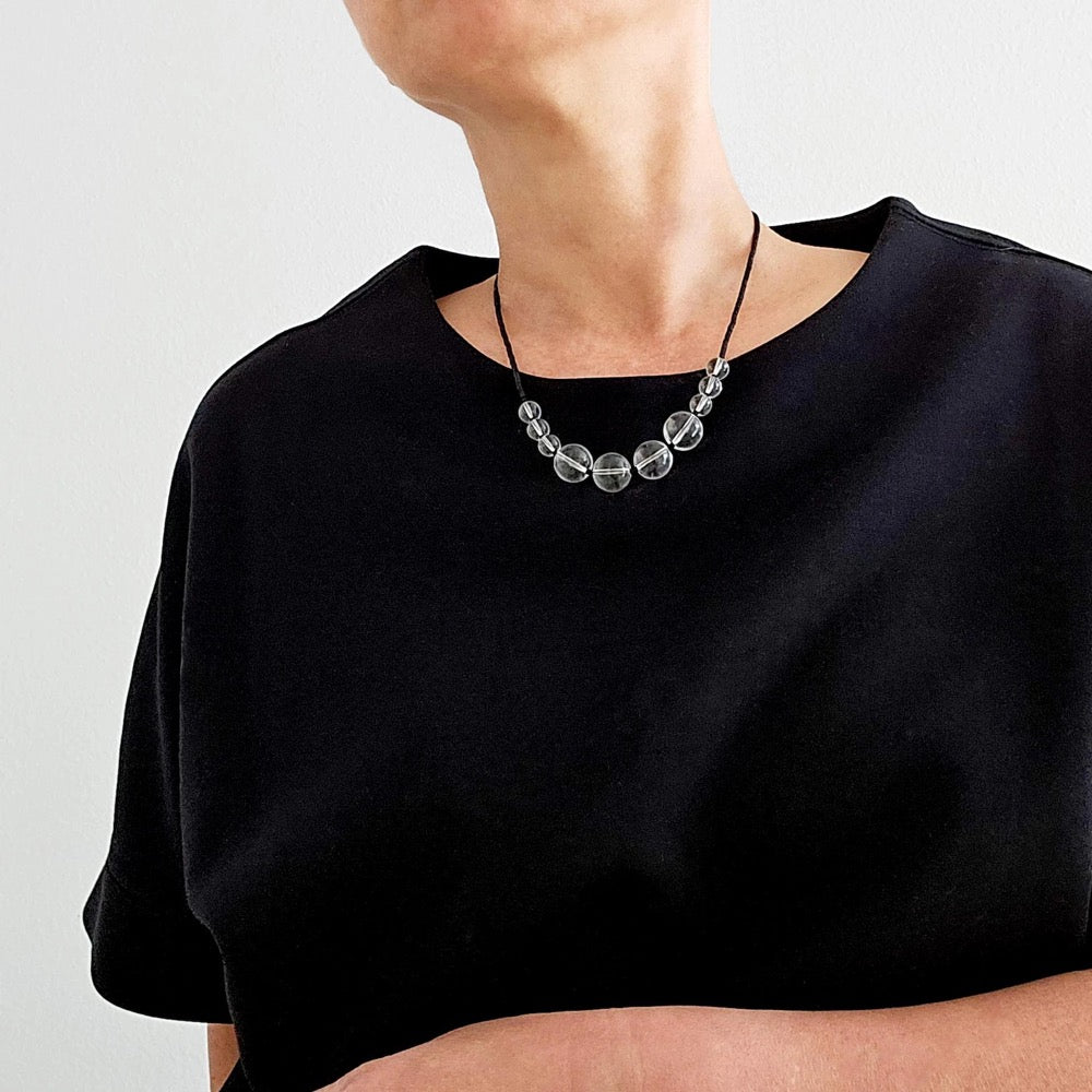 beaded necklace, black necklace, short necklace, layering necklace, glass necklace