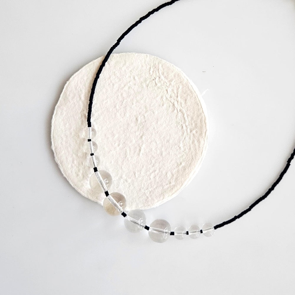 beaded necklace, black necklace, short necklace, layering necklace, glass necklace