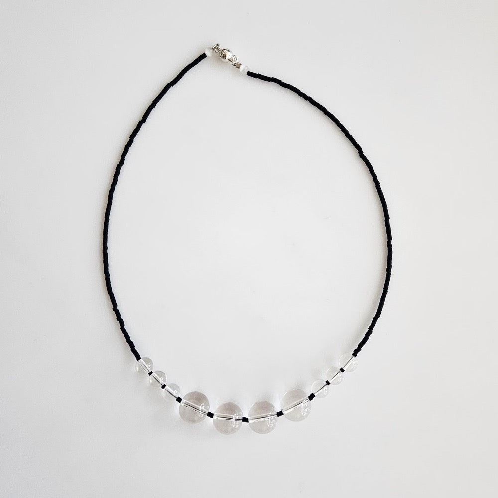 beaded necklace, black necklace, short necklace, layering necklace, glass necklace