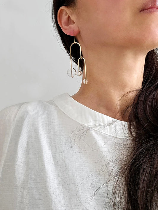 Glass Mobile Earrings | statement handblown glass chandelier earrings - shimmering and eye-catching